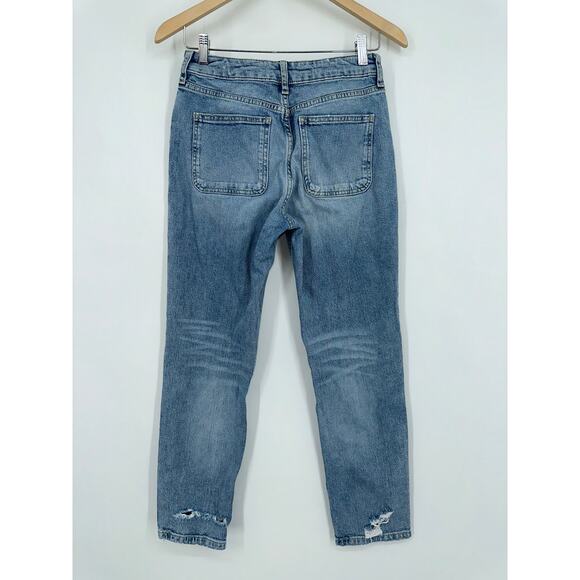 Anthropologie Pilcro High Rise Slim Straight Jeans Distressed Denim Medium Wash - Picture 7 of 10